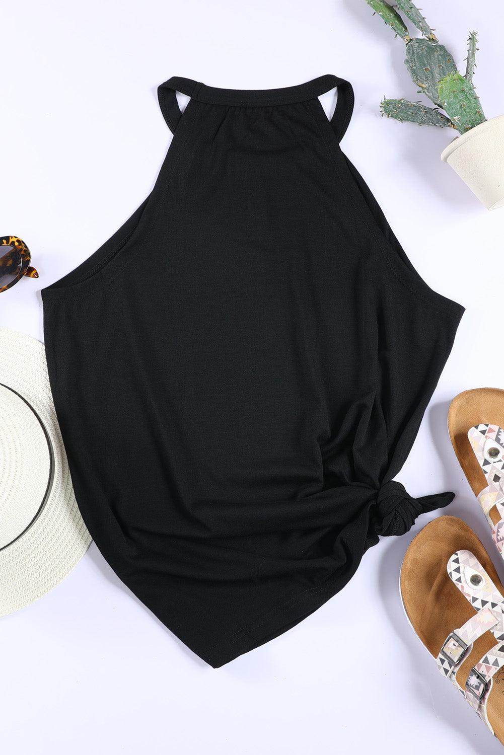Letter Graphic Round Neck Tank for Women Casual Style - Selvanelle