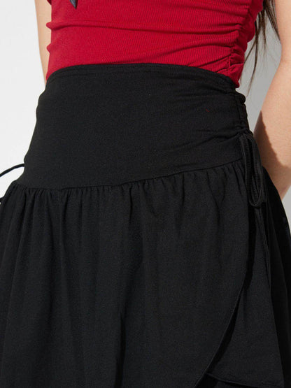 Side Tie Asymmetric Hem Mini Skirt for Casual Chic Style - Selvanelle