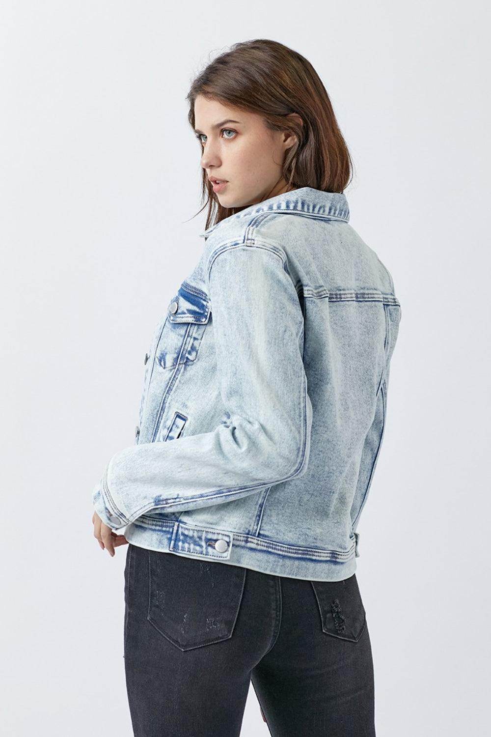RISEN Button Up Washed Denim Jacket for Casual Style - Selvanelle