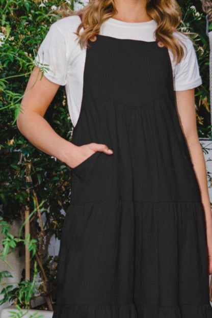ODDI Full Size Sleeveless Tiered Midi Dress for Women - Selvanelle