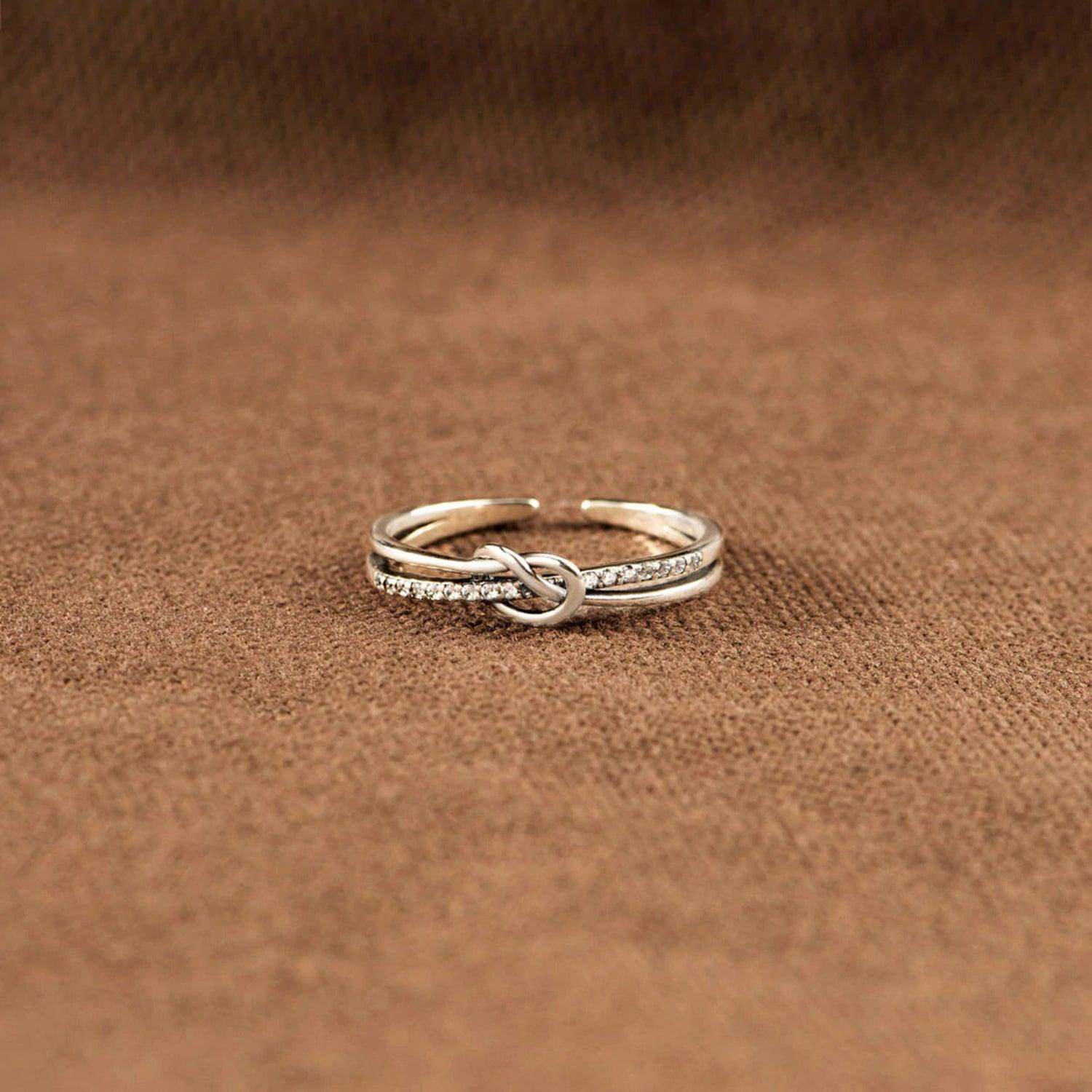 925 Sterling Silver Double-Layered Knot Ring for Women - Selvanelle