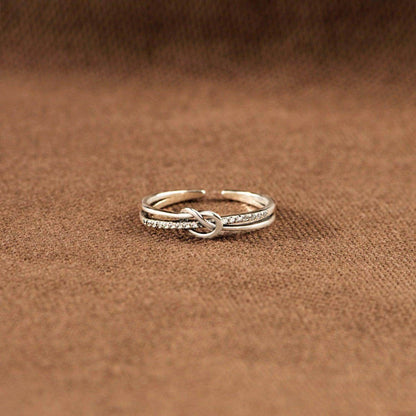 925 Sterling Silver Double-Layered Knot Ring for Women - Selvanelle