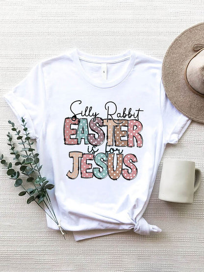 Letter Graphic Round Neck Short Sleeve T-Shirt - Selvanelle