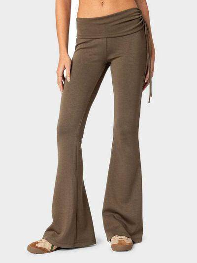 Drawstring Ruched Flare Pants for Women in Multiple Sizes - Selvanelle
