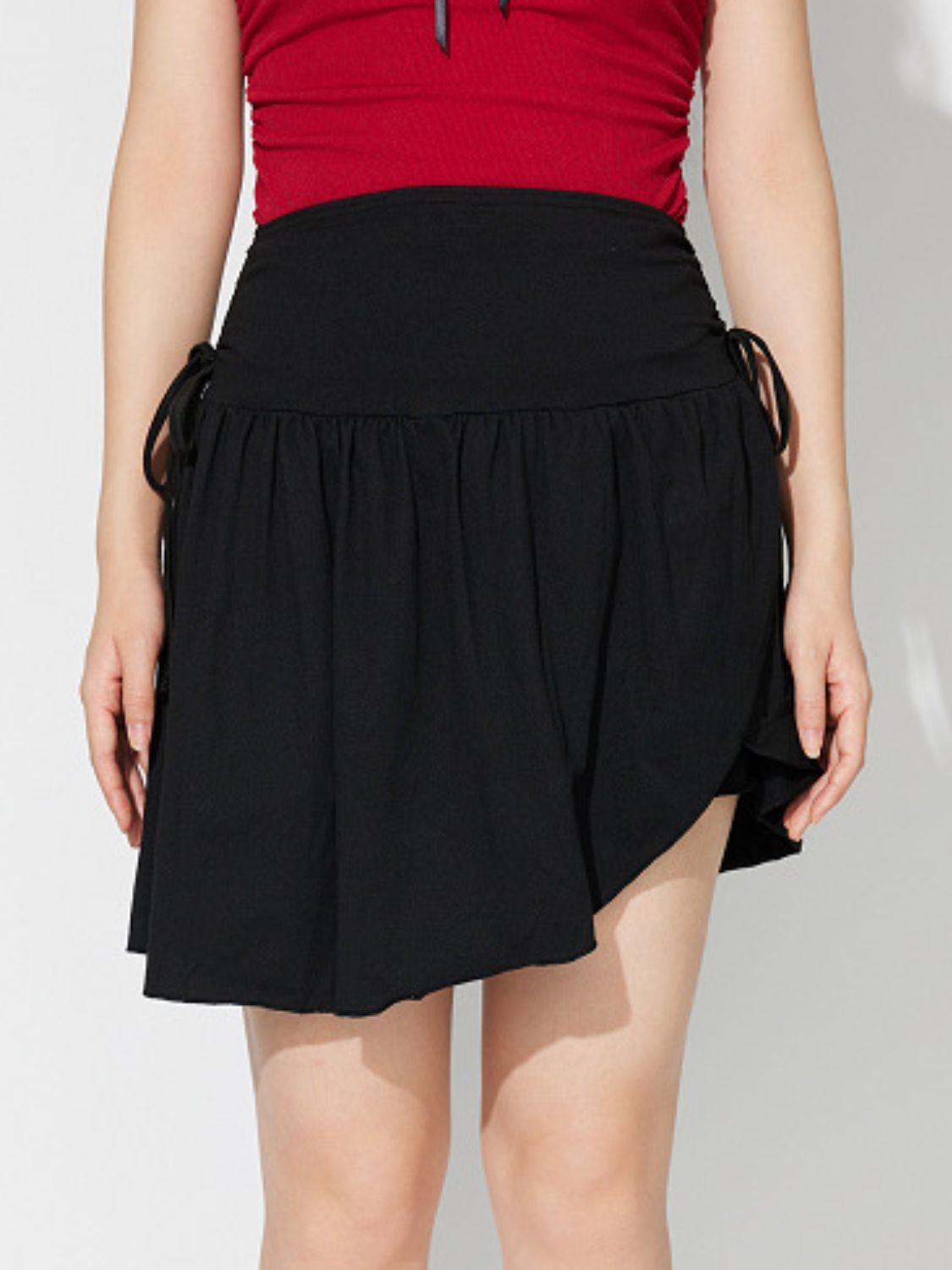 Side Tie Asymmetric Hem Mini Skirt for Casual Chic Style