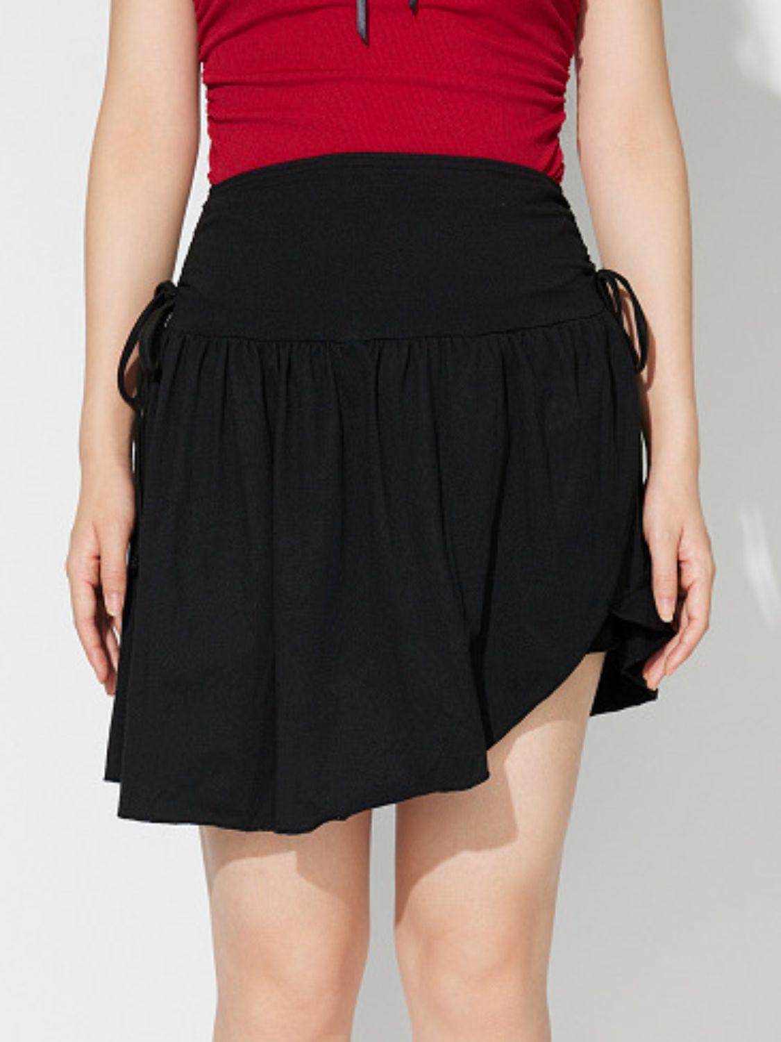 Side Tie Asymmetric Hem Mini Skirt for Casual Chic Style - Selvanelle