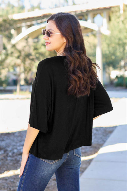 Basic Bae Full Size Round Neck Drop Shoulder T-Shirt for All - Selvanelle