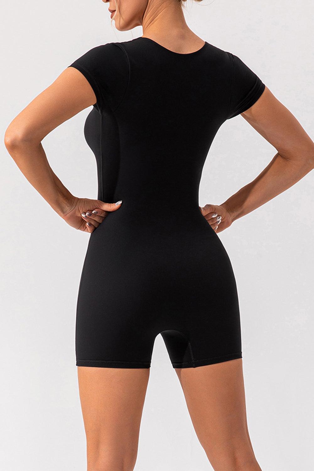 Square Neck Cap Sleeve Active Romper for Everyday Wear