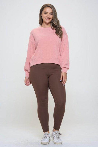 Yelete Full Size Fleece Lined High Waisted Leggings for Comfort - Selvanelle