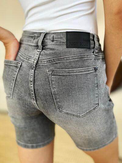 Judy Blue Full Size High Waist Washed Denim Shorts for Women - Selvanelle
