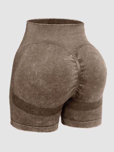 Washed High Waist Active Shorts for Ultimate Comfort - Selvanelle
