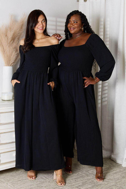 Double Take Square Neck Jumpsuit with Pockets for Women - Selvanelle