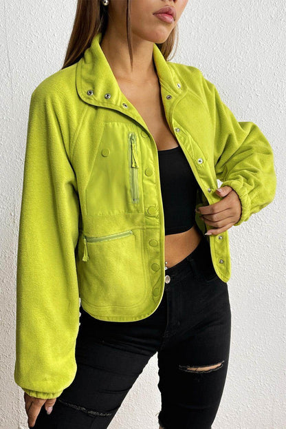 Snap Down Collared Jacket for Women with Pockets - Selvanelle