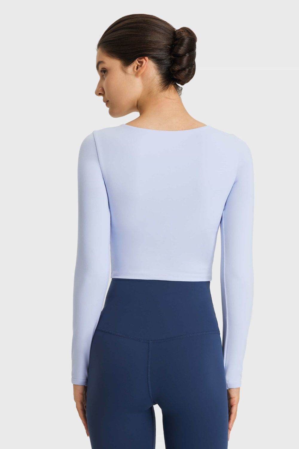 Millennia Cutout Long Sleeve Cropped Sports Top - Selvanelle