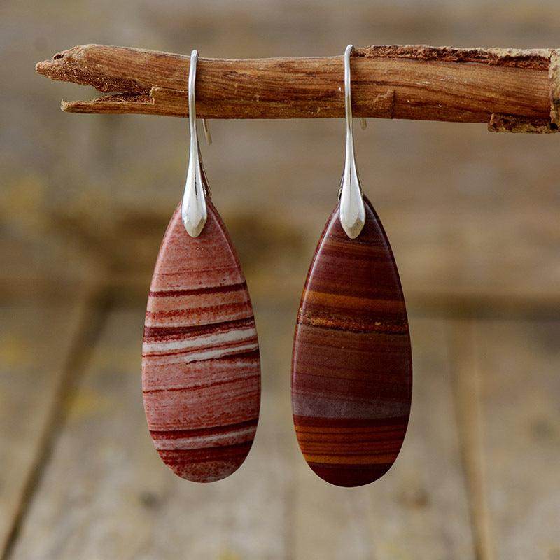 Natural Stone Waterdrop Shape Earrings for Elegant Style - Selvanelle