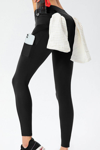 Full Size Slim Fit High Waist Long Sports Pants with Pockets - Selvanelle