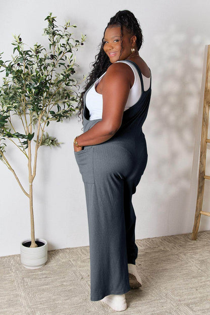 Double Take Full Size Wide Strap Overall with Pockets For Women - Selvanelle