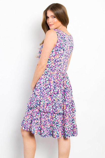 Be Stage Full Size Print Wrinkle Free Ruffled Dress Style - Selvanelle
