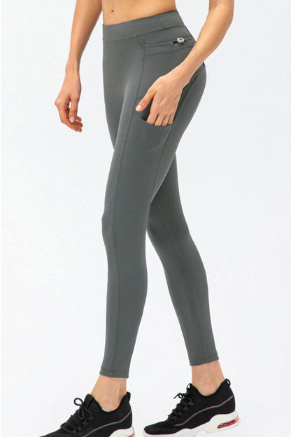Full Size Slim Fit High Waist Long Sports Pants with Pockets - Selvanelle