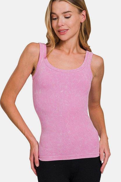 Zenana Ribbed Scoop Neck Tank for Effortless Style - Selvanelle