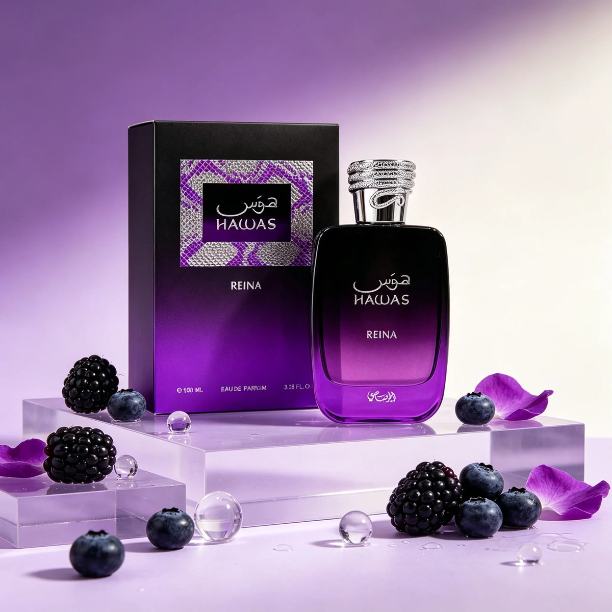 Rasasi Hawas Reina Eau de Parfum Spray for Women – Royal Oriental Floral & Sweet Fruity Scent, Powerful Long‑Lasting Sillage, Perfect Eid & Valentine's Gift, 3.4 fl oz / 100 ml
