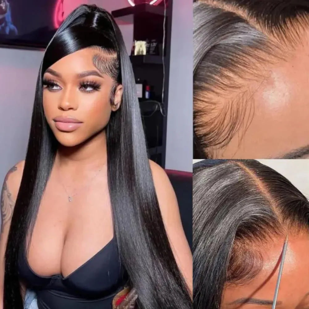 40 Inch Bone Straight Human Hair Wig 13x4 13x6 HD Transparent Lace Wigs Brazilian Full Lace Frontal Wig For Women 250% Density