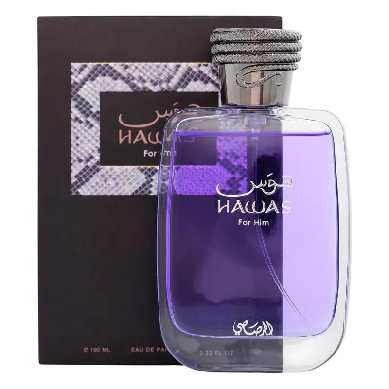 Rasasi Hawas Men’s EDP – Fresh Aquatic Fruity Aroma, Long-Lasting, 100 ml / 3.4 fl oz
