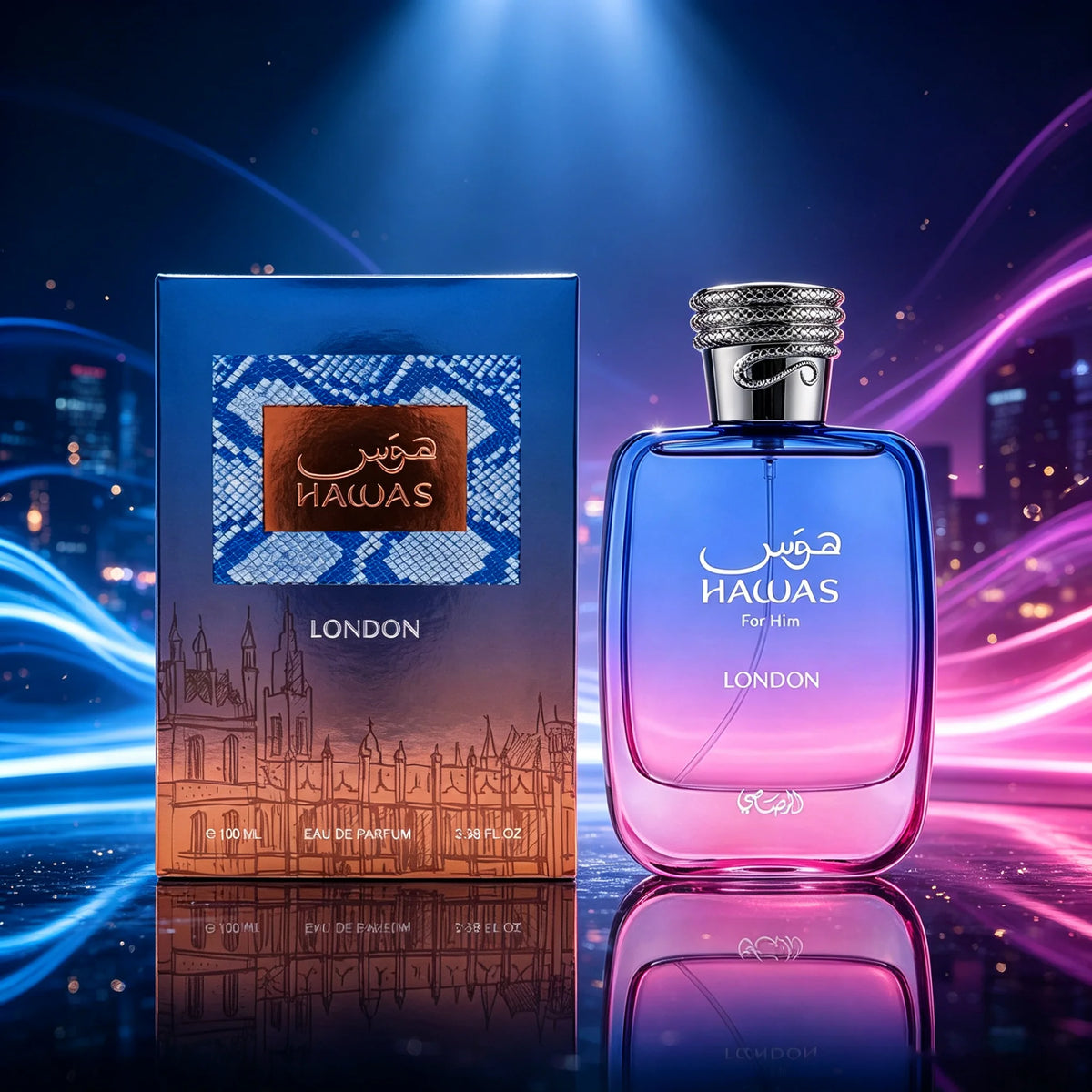 Rasasi Hawas London Men's EDP – Spicy Fruity Amber Aroma, 3.4 Fl Oz / 100 Ml