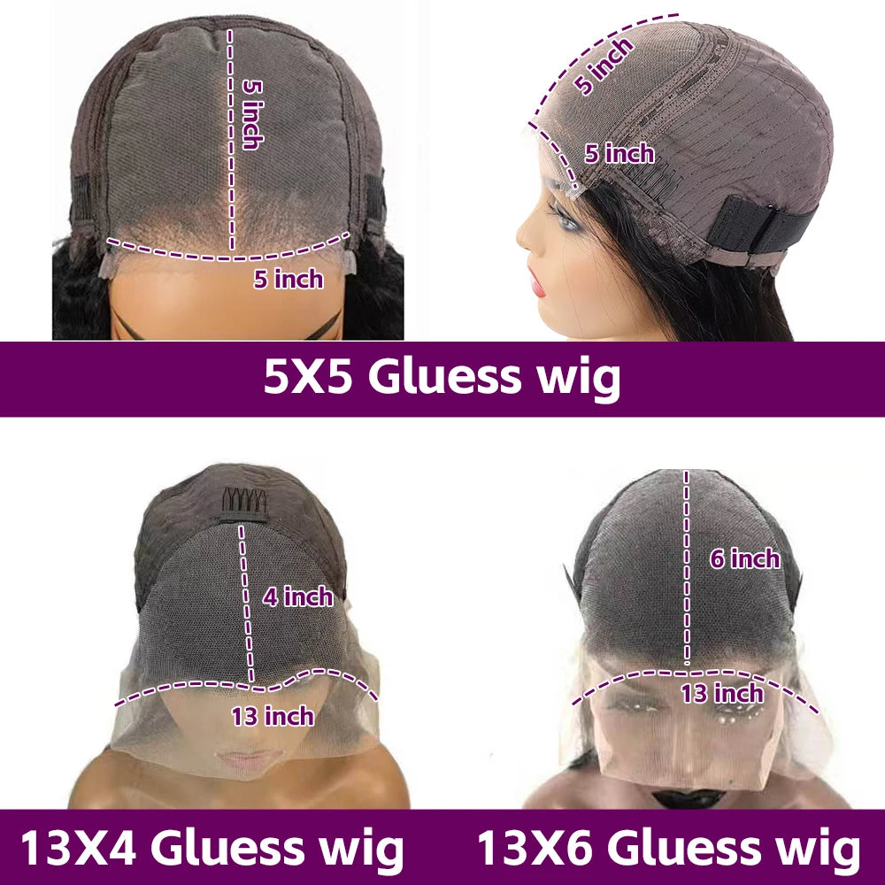 40 42 Inch Kinky Straight Lace Front Wig Pre Plucked Yaki Straigh HD 13X4 Lace Frontal Wig 4C Edges Curly Human Hair Wigs
