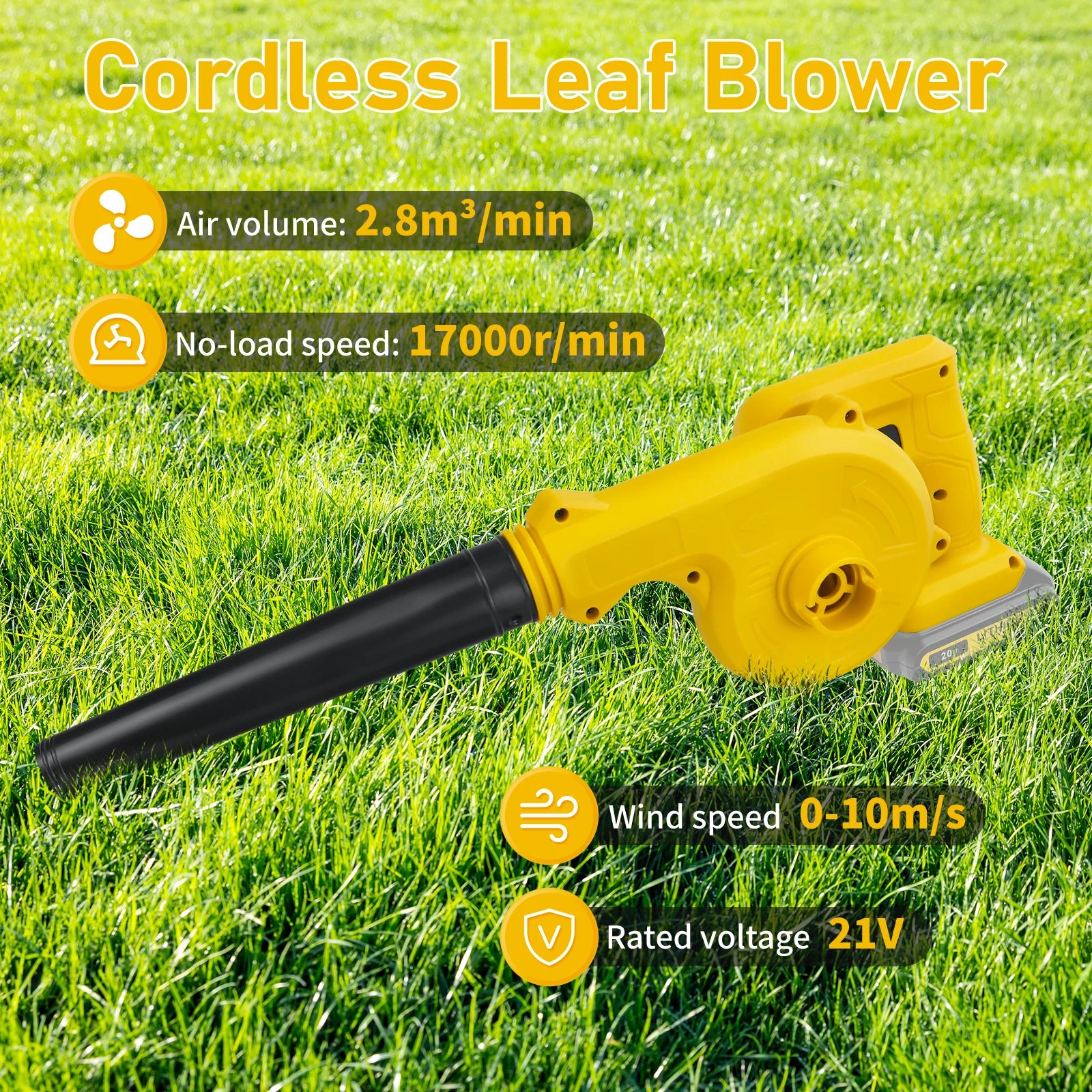 Cordless Leaf Blower Electric Jobsite Air Blower 2-in-1 Handle Electric Blower and Vacuum Cleaner for Dewalt 20V Battery Pin