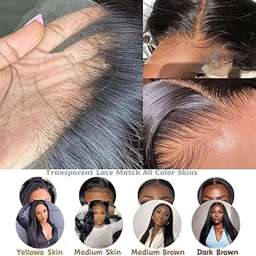 40 Inch Bone Straight Human Hair Wig 13x4 13x6 HD Transparent Lace Wigs Brazilian Full Lace Frontal Wig For Women 250% Density