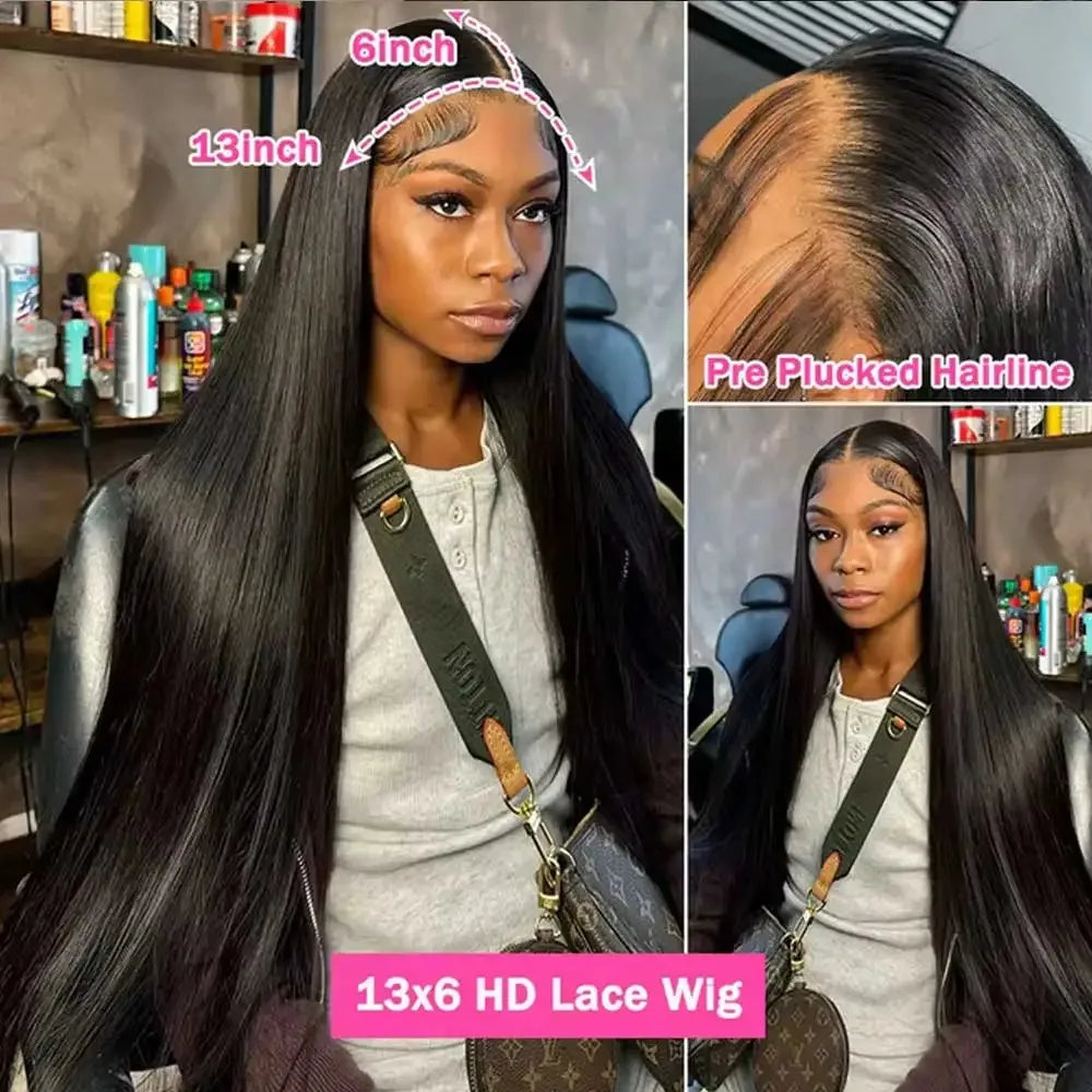 38Inch Straight Lace Front Wigs Human Hair 13x6 HD Lace Frontal Wig 4x4 Bone Straight Glueless Wig Pre Plucked For Women