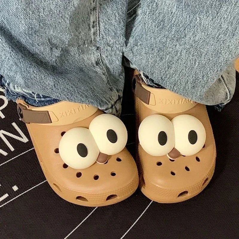 1 Pair Cute Big Eyed Hole Shoe Charms Cartoon Funny Fun Shoes Decoration Kids Adult DIY Shoe Buckles Slipper Accessories Fashion
