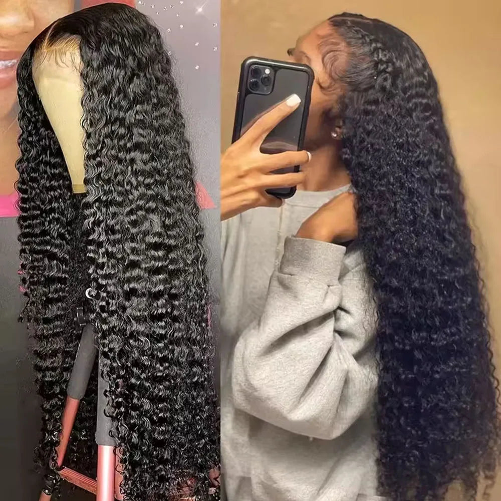 13x4 13x6 HD Transparent Lace Deep Wave Frontal Wig 40 Inch Jerrly Curly Lace Front HumanHair Wig For Deep Curly Water Wave Wig