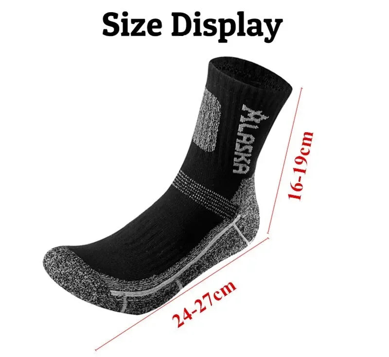2 Pairs Winter Thermal Men Sports Socks Outdoor Warm Cycling Running Hiking Skiing Breathable Professional Crew Socks