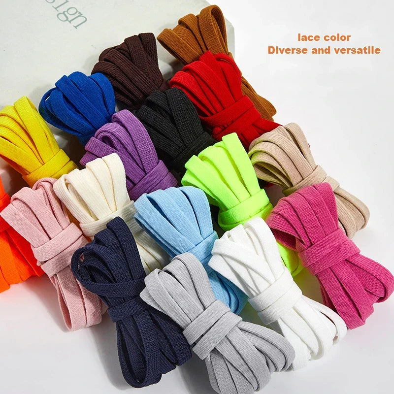 1 Pair Flat Elastic No-Tie Shoe Laces for Sneakers Tennis Shoes Quick Clip-On Shoelaces Accessories for Kids & Adults