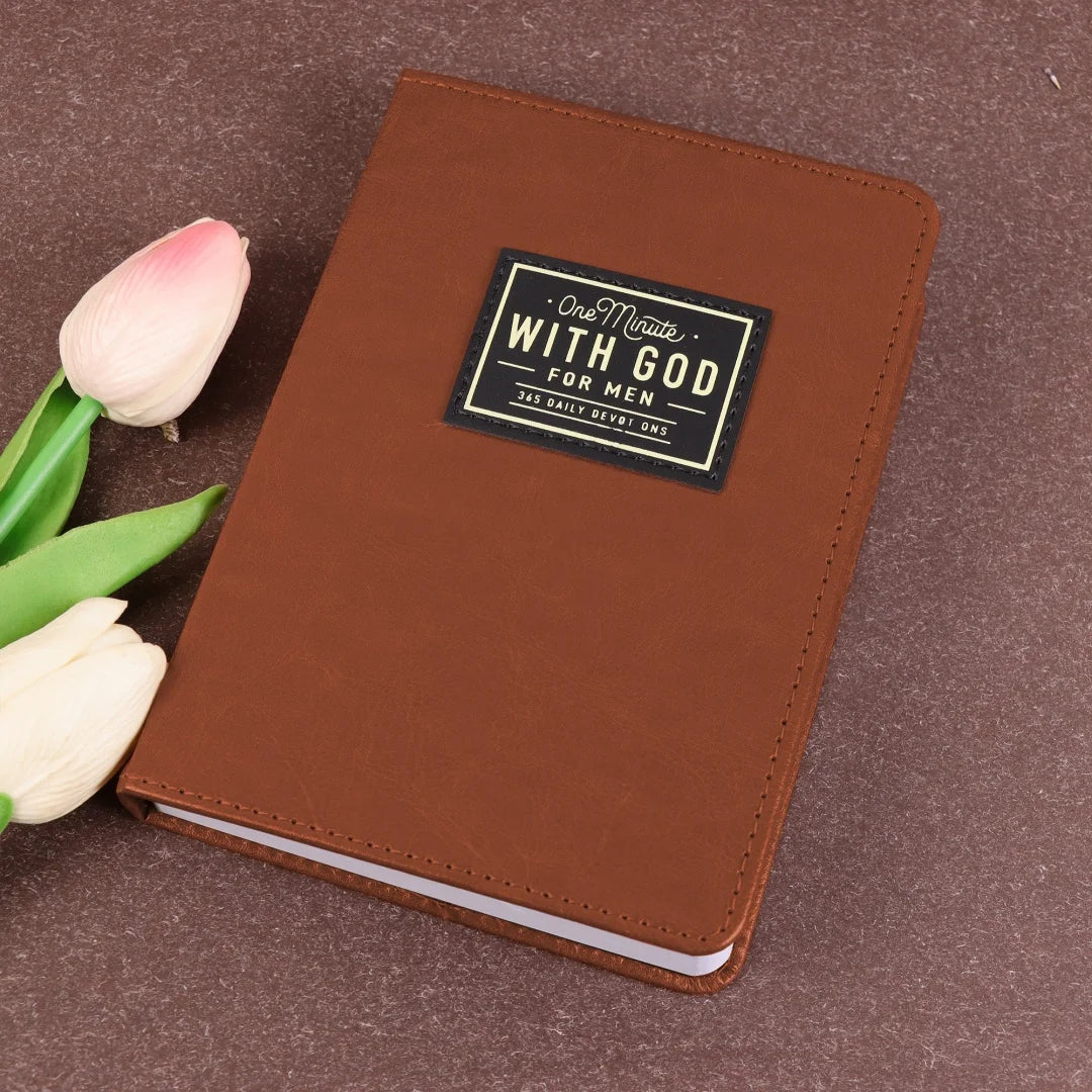 One Minute with God for Men 365 Devotions, Brown Faux Leather Flexcove Books