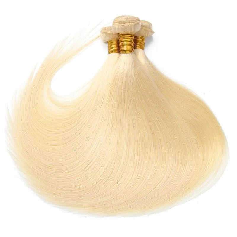 1/3/4 Brazilian Hair Bundles Bone 613 Honey Blonde Straight Weave Remy Human Hair Double Weft 30 36 40 Inch Bundle Weaving