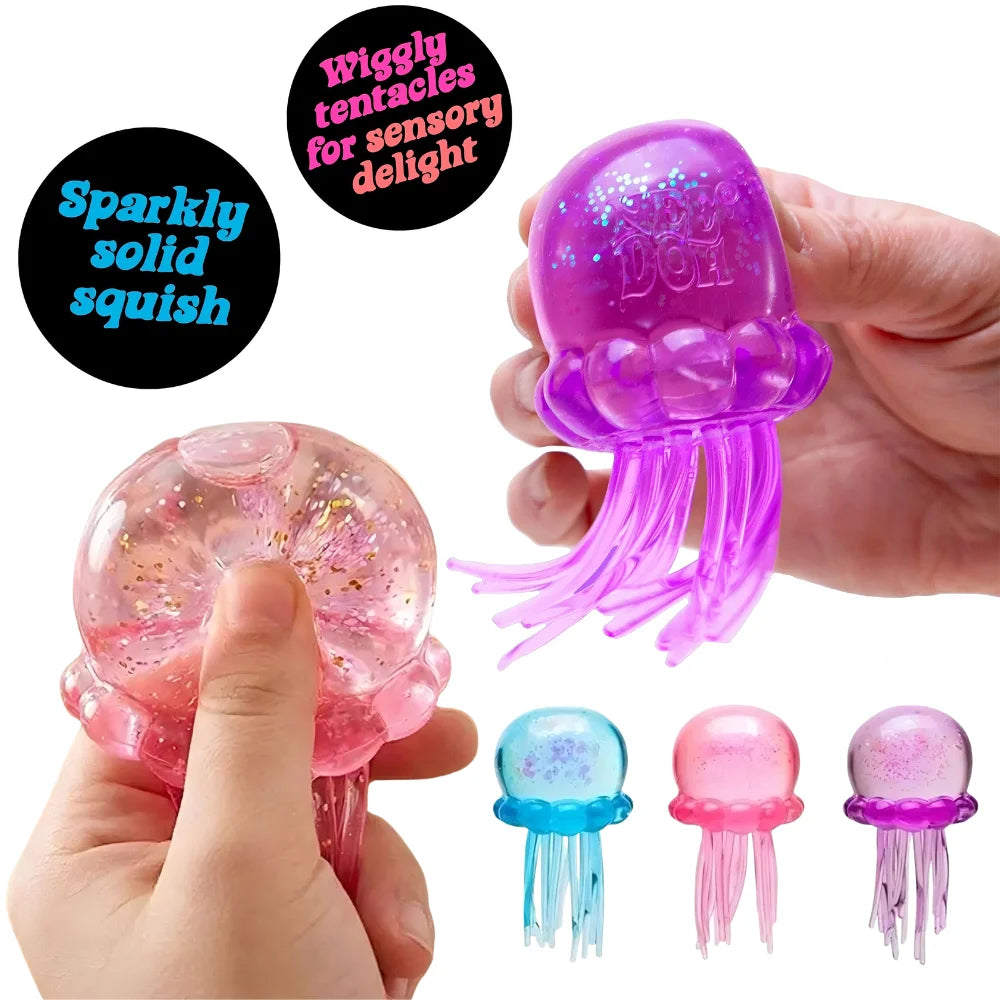 Trending Nee Doh Jellyfish & Cube Squish Toy, Soft Jelly Squeeze Stress Relief Fidget Toy, Sensory NeeDoh for Kids & Adults