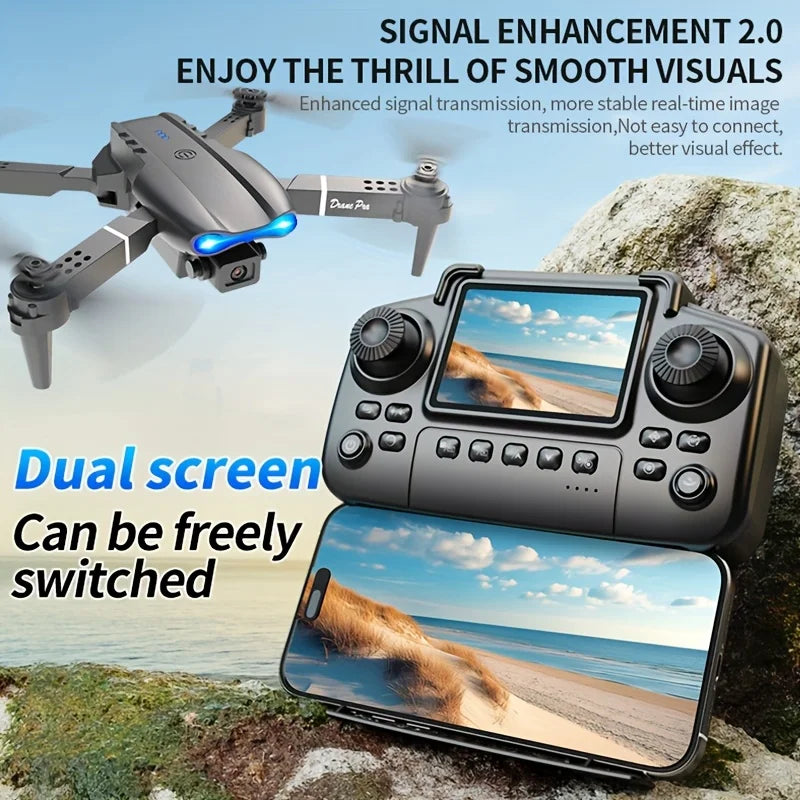 2026 New E99 PRO MAX Foldable Drone with Dual HD Camera, HD Screen Remote Control, 40min Flight Time with Extra Batteries, One Key Return Home, LED Lights, USB Charging, Easy to Fly for Beginners Adults, Ideal Christmas Holid