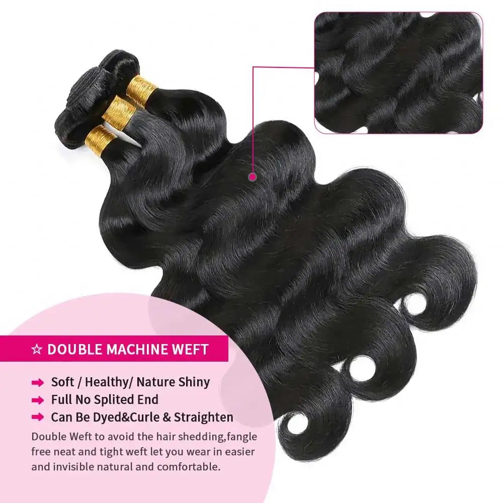 30 40 Inch Body Wave 1 3 4 Bundles Brazilian Remy Virgin Human Hair Wavy Double Bundles Weave Extensions