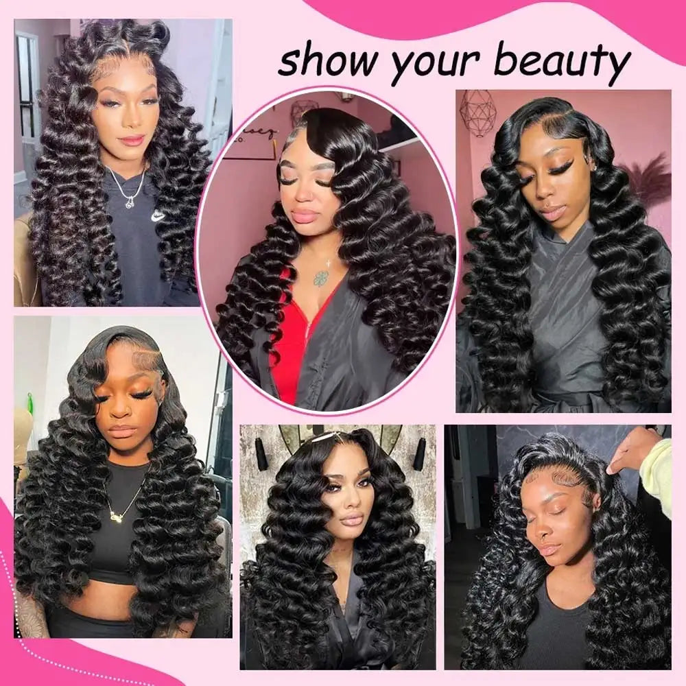 40 42 Inch Glueless Wig Loose Deep Wave Frontal Human Hair Wigs Wear and Go 13x4 13x6 HD Deep Curly Lace Front Human Hair Wigs