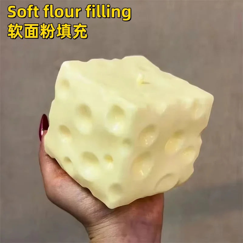 Jumbo Cheese Cube Stress Ball Big Cheese Shapeable Squeeze Ball Non-Bounce Fidget Toy ASMR Sensory Anti-Stress Festival Gift