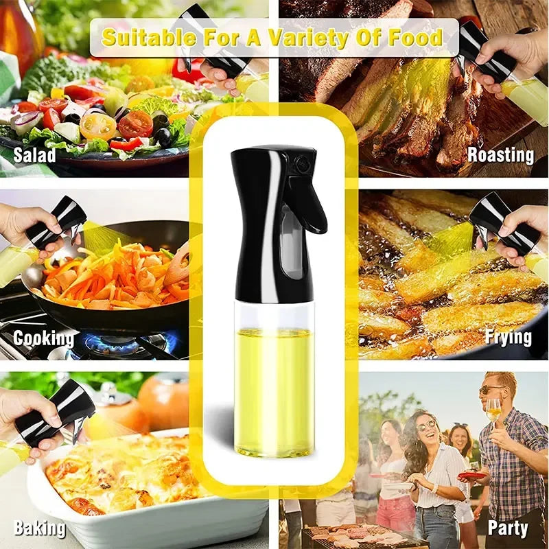 200/300/500ml Oil Spray Plastic Household Kitchen Oil Spray Bottle Or Oil Brush Nebulizing Mist Filling Cooking Dual Use BBQ