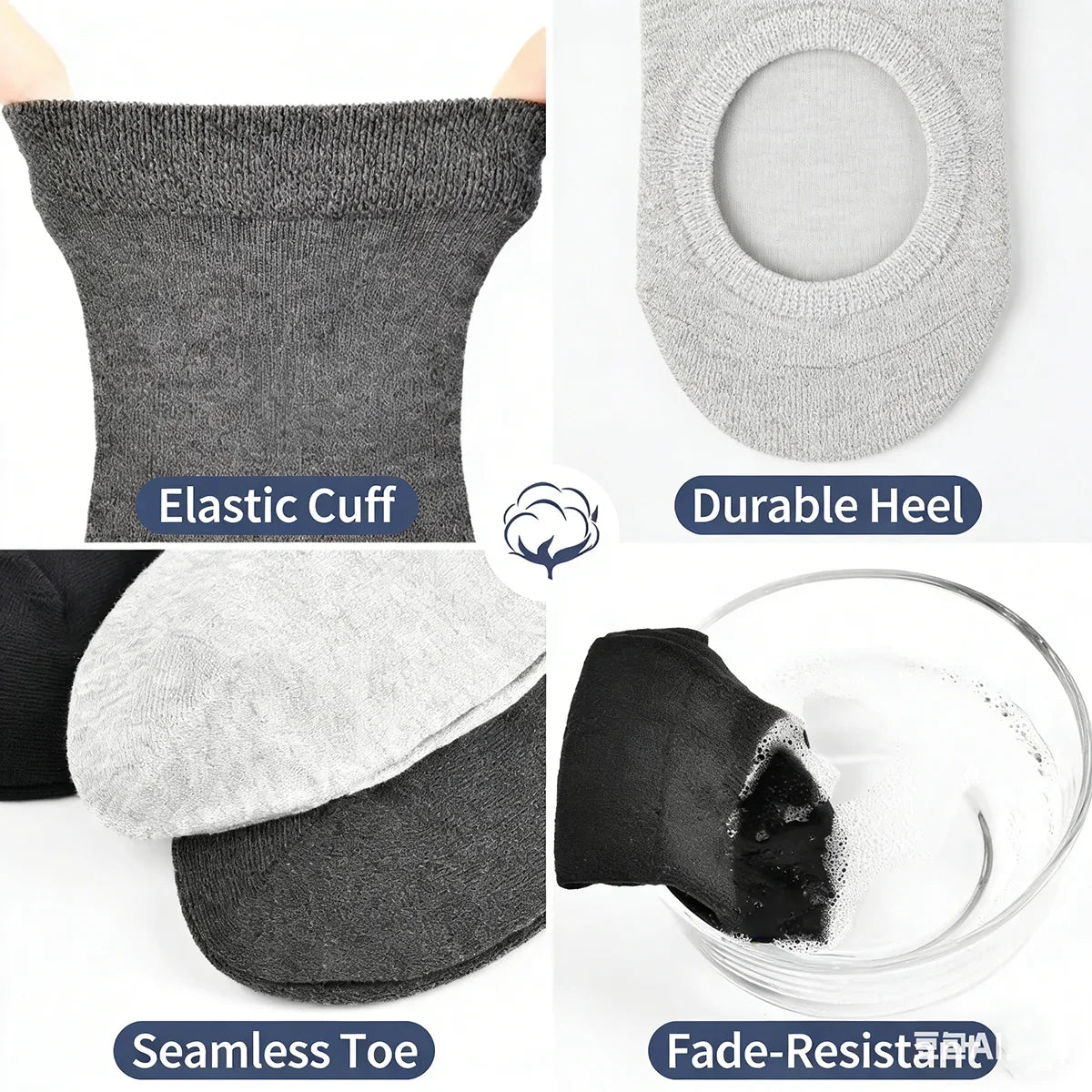 5 pairs of men's mid-calf socks, pure cotton sweat-absorbing odor-resistant autumn/winter business socks for all seasons