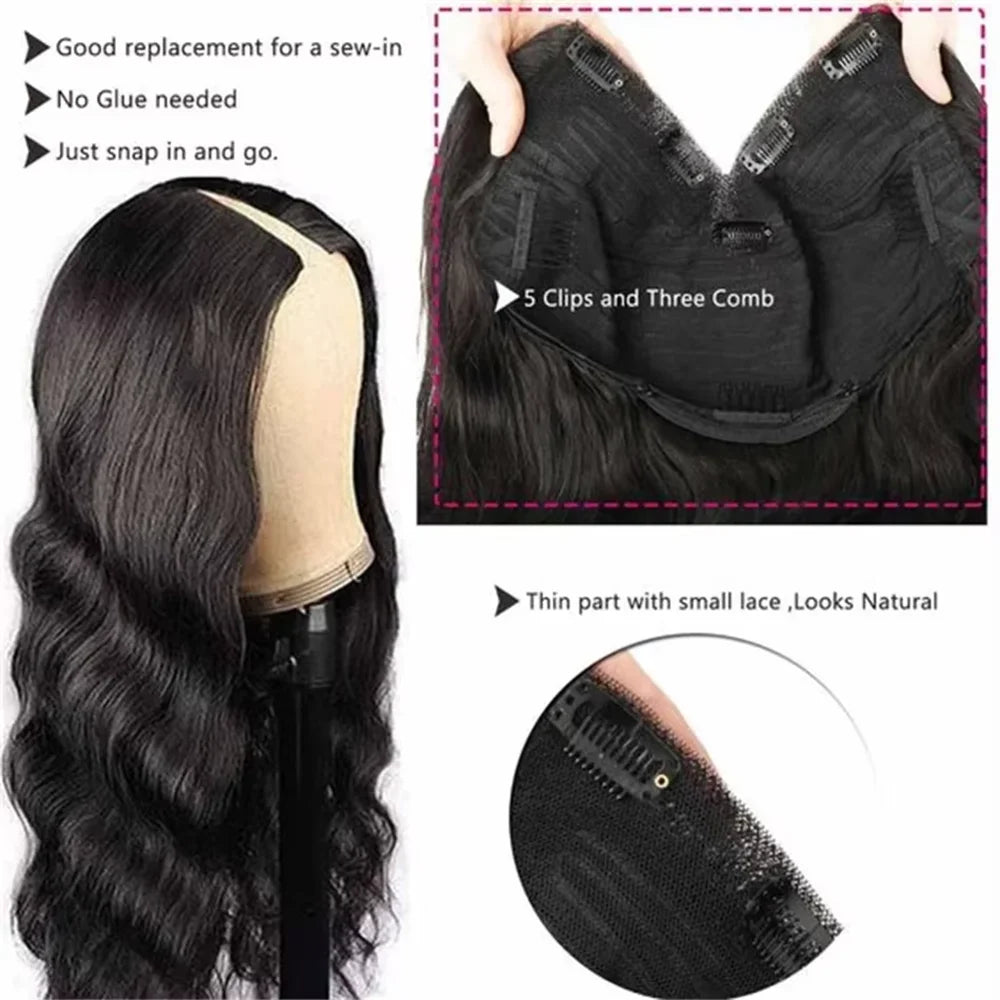 V Part Wig 220 Density Human Hair Body Wave Upgrade V Part Wig No Leave Out V Part Wig Human Hair Wig Remy Hair Daily