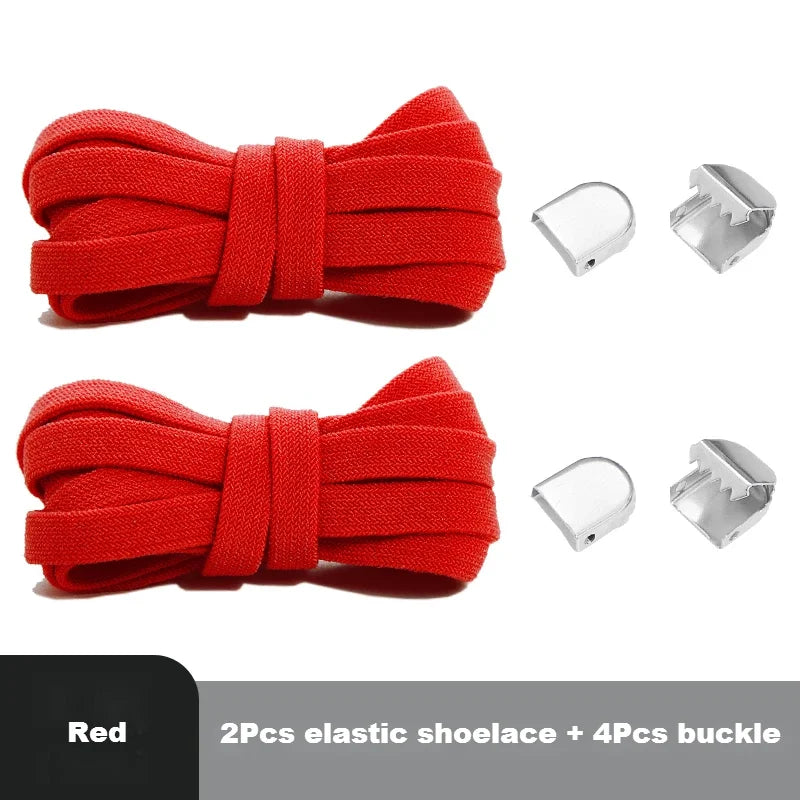 1 Pair Flat Elastic No-Tie Shoe Laces for Sneakers Tennis Shoes Quick Clip-On Shoelaces Accessories for Kids & Adults