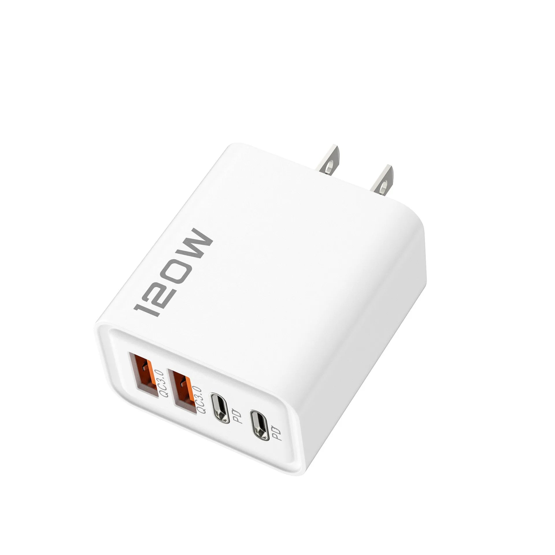 4 Port USB Charger Total 120W Fast Charging EU/US/UK Plug Wall Charger Mobile Phone Power Adapter For Phone Charge Type C Cable