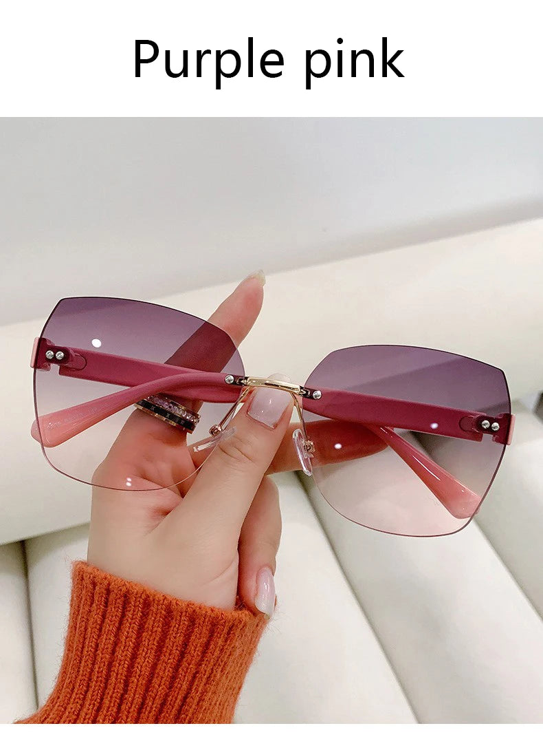 Women's Irregular Frameless Sunglasses; Daily Korean Fashion Multi-sided Polygon Driving Sun Glasses For Sun Protection 9225