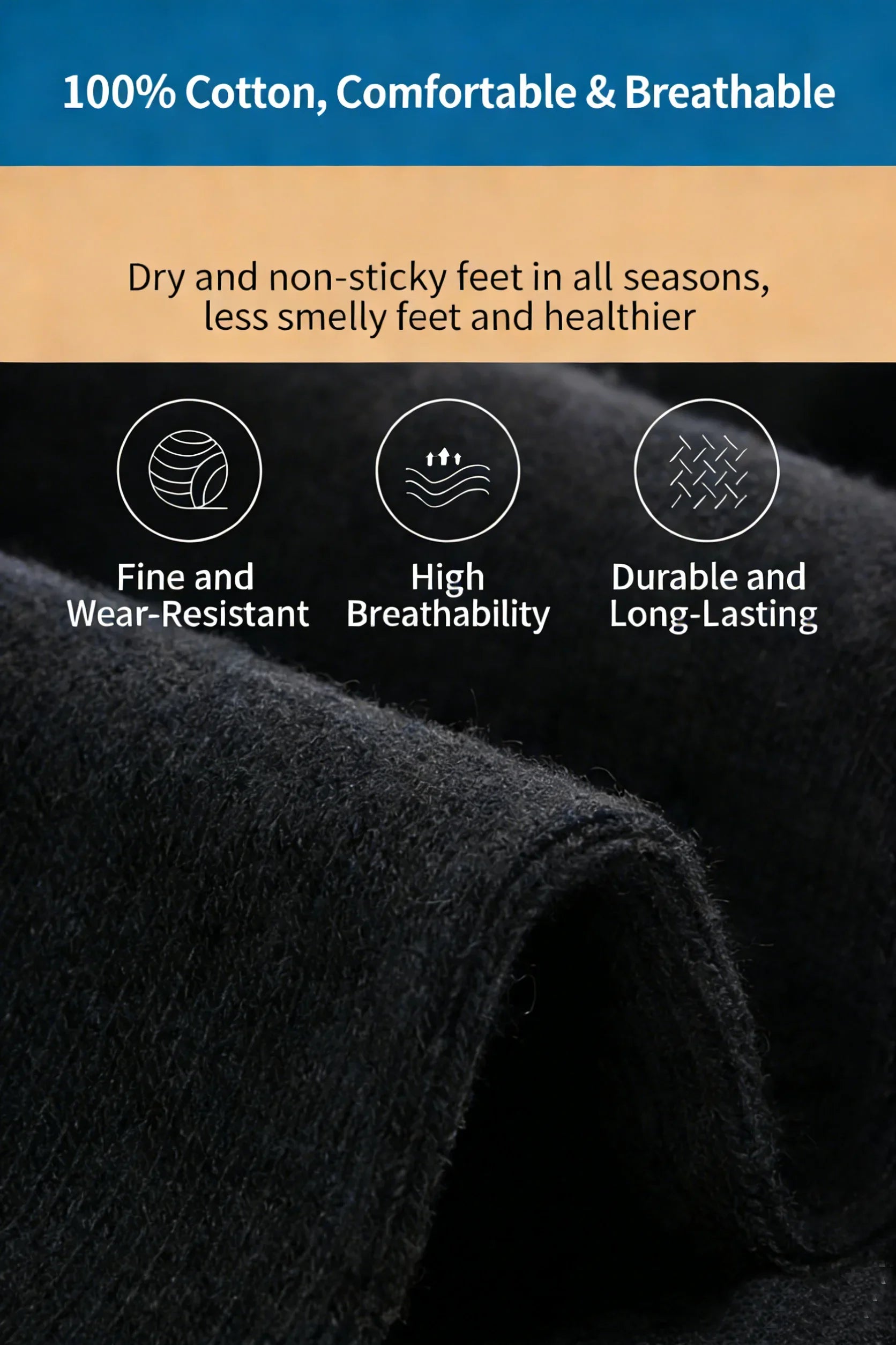 5 pairs of men's mid-calf socks, pure cotton sweat-absorbing odor-resistant autumn/winter business socks for all seasons